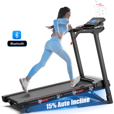 OBENSKY 3.5 HP Treadmill for Home with Auto Incline, Foldable Treadmill with 15% Auto Incline and Wider Running Belt, 400 LBS Capacity, 0.5-12 MPH, Bluetooth