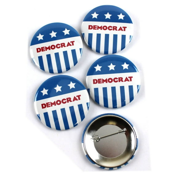 Democrat Banner Badge Political Pinback Buttons - 2.25 Inch Round 5 Pack