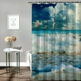 thumbnail image 2 of Creowell  Seashells Stall Shower Curtain, Nautical Picture of Sunny Sandy Coastline Caribbean Ocean with Waves, Fabric Bathroom Decor Set with Hooks, Sand Brown Aqua Blue White, 2 of 7