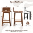 thumbnail image 3 of Solid Wood Bar Stools Set of 2, 24.5-inch Counter Height Chairs with Low Back and Footrest, Farmhouse Wooden Armless barstools for Kitchen Island, Dining Room, Cafe, Breakfast, Brown, 3 of 9