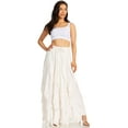 thumbnail image 5 of Sakkas Nova Womens Bohemian Stonewashed Rayon Asymmetrical Hem Maxi Swing Skirt - Ivory - Plus Size, 5 of 5