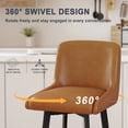 thumbnail image 4 of MultiHaven 26.1-Inch Bar Stools Set of 4,Swivel Counter Height Bar Stool with Back & Metal Legs,Fabric Island Chairs Suitable for Kitchen,Bar,Cafe - Whiskey Brown, 4 of 10