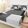 thumbnail image 5 of Castle Fairy Mid Century Mosaic Rectangle Queen Sheets 4 Pieces,Minimalism Geometric Queen Sheet Sets,Charcoal Gray White,1 Flat Sheet, 1 Fitted Sheet and 2 Pillowcases, 5 of 7