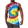 thumbnail image 2 of VgaVtl Summer Mens Tank Tops Big and Tall Sleeveless Mens Clothes Holiday Tie-Dye Loose Purple Casual Gym Tops, 2 of 5