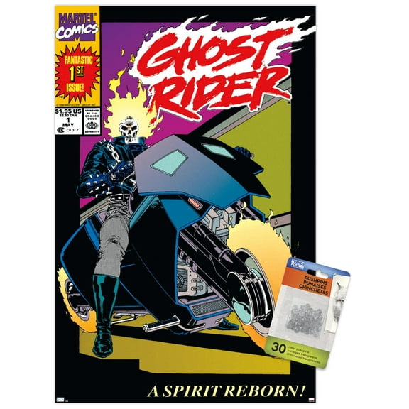 Marvel Ghost Rider - Ghost Rider #1 Wall Poster with Push Pins, 14.725" x 22.375"