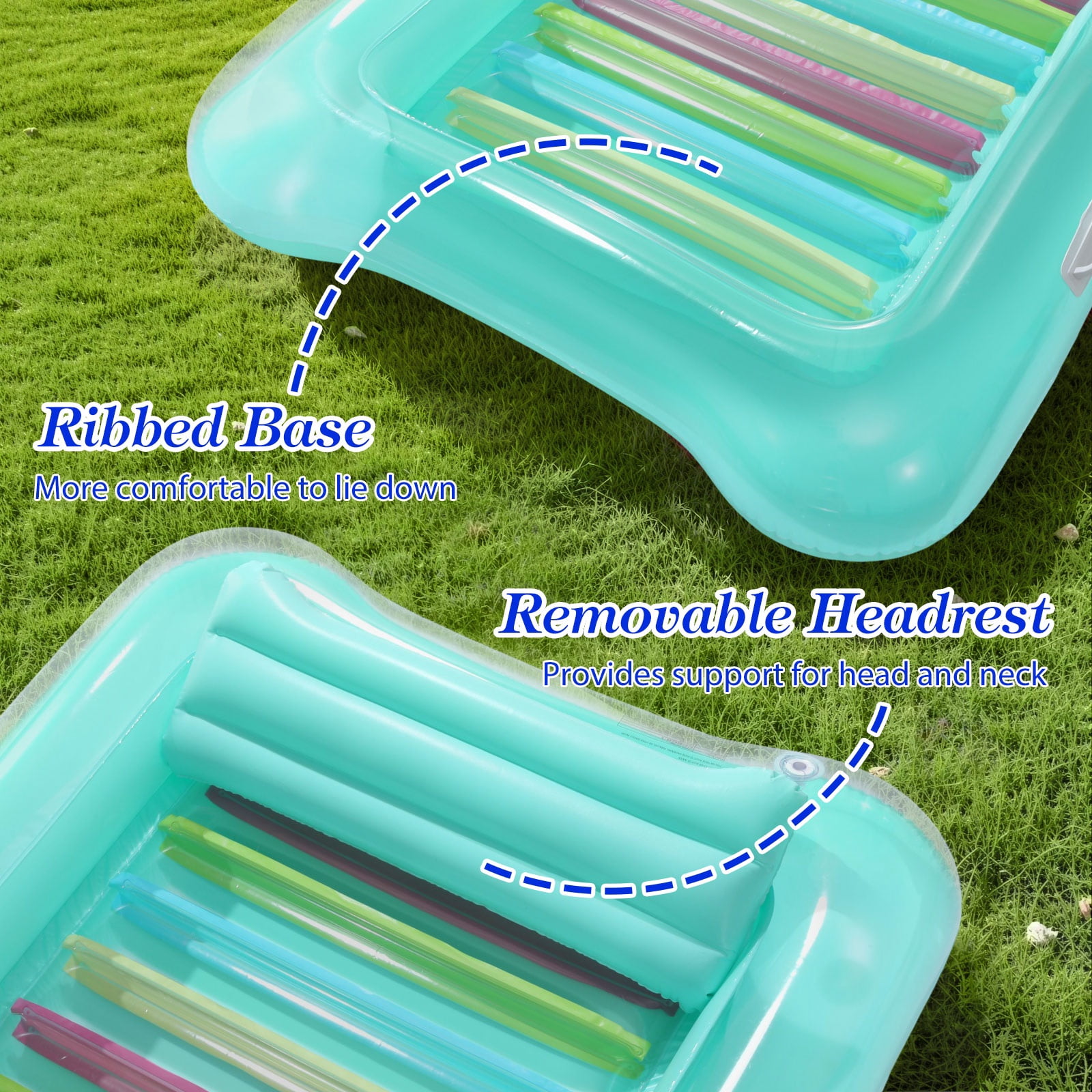 MoKo Inflatable Tanning Pool Lounger Float Adults, Large Pool Floaties Rafts for Adults with Headrest Drink Holder Sun Tanning Floats for Swimming Pool Lake River Beach Blow Up Floats, Mint Green