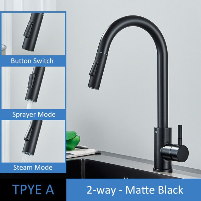 Grifo de cocina de oro cepillado Quyanre, grifo de agua extraíble para fregadero de cocina, grifo mezclador de un solo mango, grifo de ducha de cocina de rotación 360 Tan Jianjun unisex