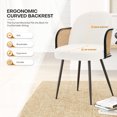 thumbnail image 2 of Modern Rattan Dining Chairs Set of 2 Mid Century Dining Chairs with Cane Back and Armrest 3.15"Upholstered Boucle Kitchen Dining Room Chairs with Black Metal Legs, White, 2 of 11