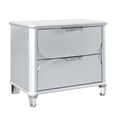 thumbnail image 2 of Square Silver Nightstand with Glass Main | Bedroom Drawer Functionality | Rubberwood & Acrylic Legs | Handles Bedroom Item Storage, 2 of 3