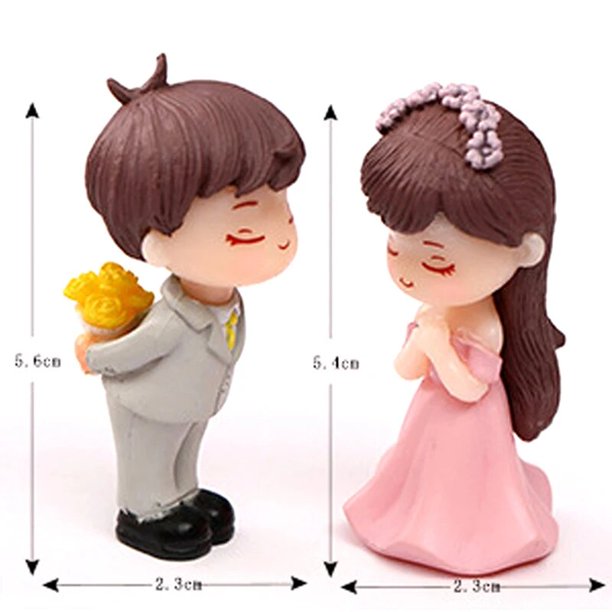 Mini figura de pareja de Navidad para decoración del hogar, adorno de bonsái para jardín, juguete en miniatura para niños, estatua de personas, 2 piezas