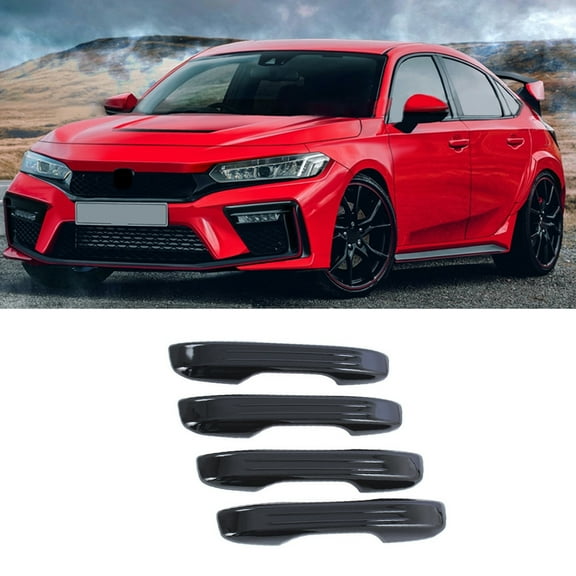 4xHigh Quality Gloss Black Smart Door Handle Cover Trim For Honda Civic 11th 202