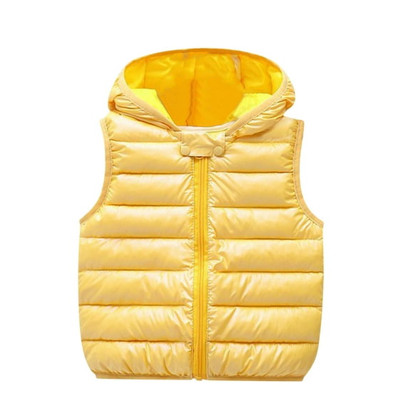 Staki Toddler Puffer Vest Boy's Pocket Front Buckle Sleeveless Vest Jacket(Yellow,4-5 Years)