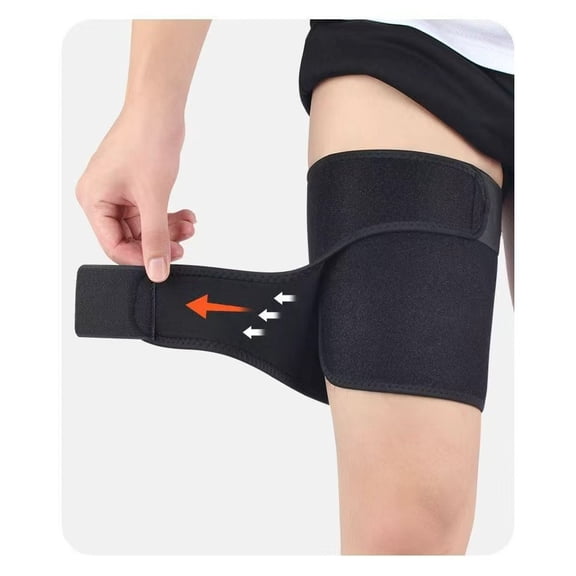 Vruelia Men Women Thigh Brace, Adjustable Compression Sleeve Support for Pulled Groin Muscle, Sprains, Quadricep, Sciatica Pain and Sports Recovery