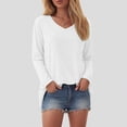 thumbnail image 2 of Towmus Womens Long Sleeve Shirts V Neck Casual Tops Loose Dressy Basic Fall Fashion Trendy Outfits Winter Clothes, 2 of 6