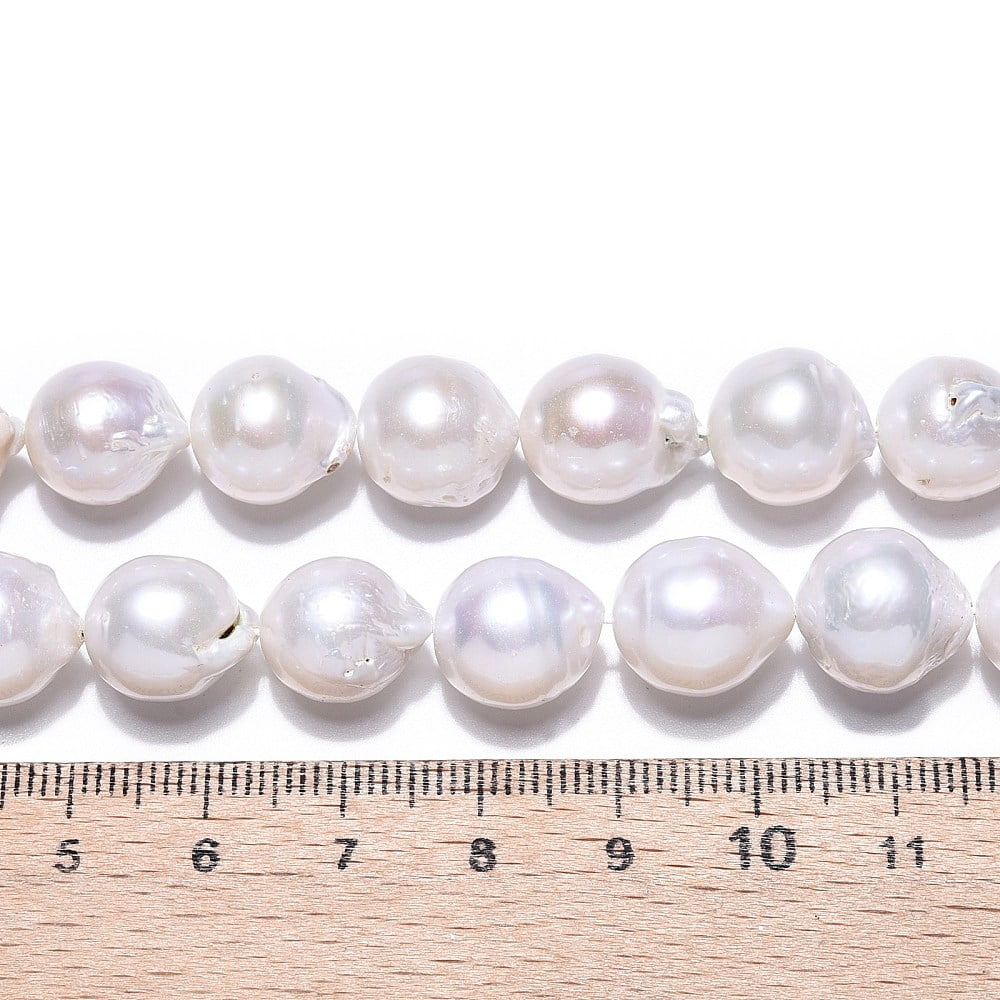 1strand Baroque Pearl Keshi Pearl Beads Strands Cultured Freshwater Pearl Oval Creamy White 10.5~13x9.5~11.5x9.5~12mm Hole: 0.6mm about 33pcs/strand 16~16.14''(40~41cm)
