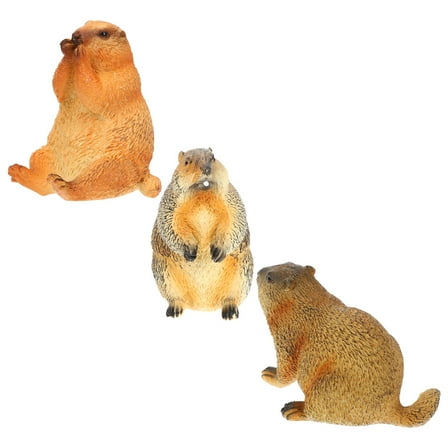 Masteelf 3pcs Walking Groundhog Figurine Wildlife Model Garden Statue Ornament