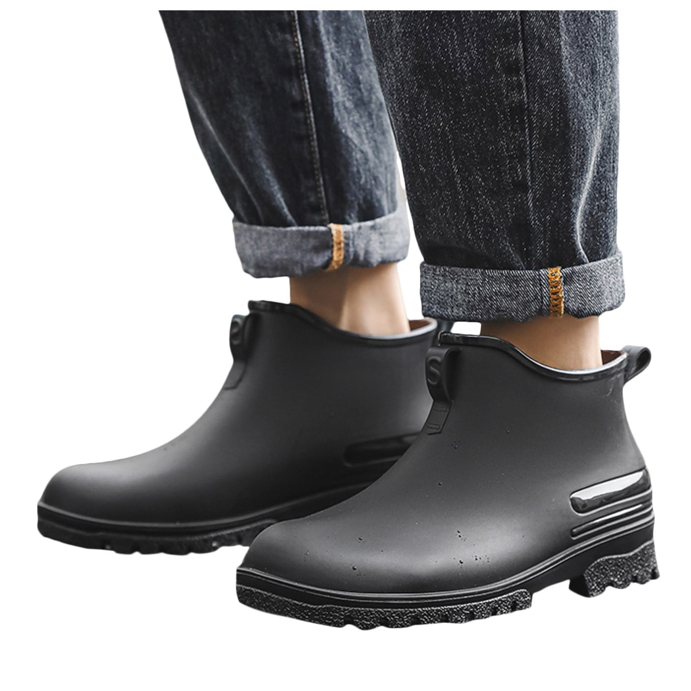Mzoazpie Women's Rain Boots, Waterproof Non- Ankle-High Boots, Solid Color Print Unisex Shoes Outdoor
