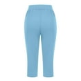 thumbnail image 7 of Mohiass V Crossover Capris for Women Dressy Casual Stretch Lightweight Capri Elastic High Waist Lounge Pants 2025 Summer Light Blue M, 7 of 7