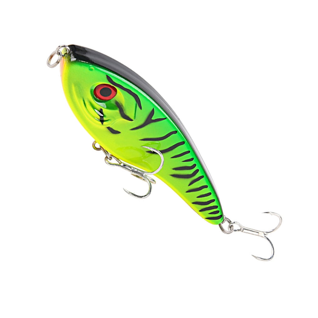 unbranded Big Fish Bait Hard Popper Fishing Lure 18cm 55g Top Crankbait  Plastic Quickly Sink Jigging Tackle for Pike Bass Tiger stripe green 