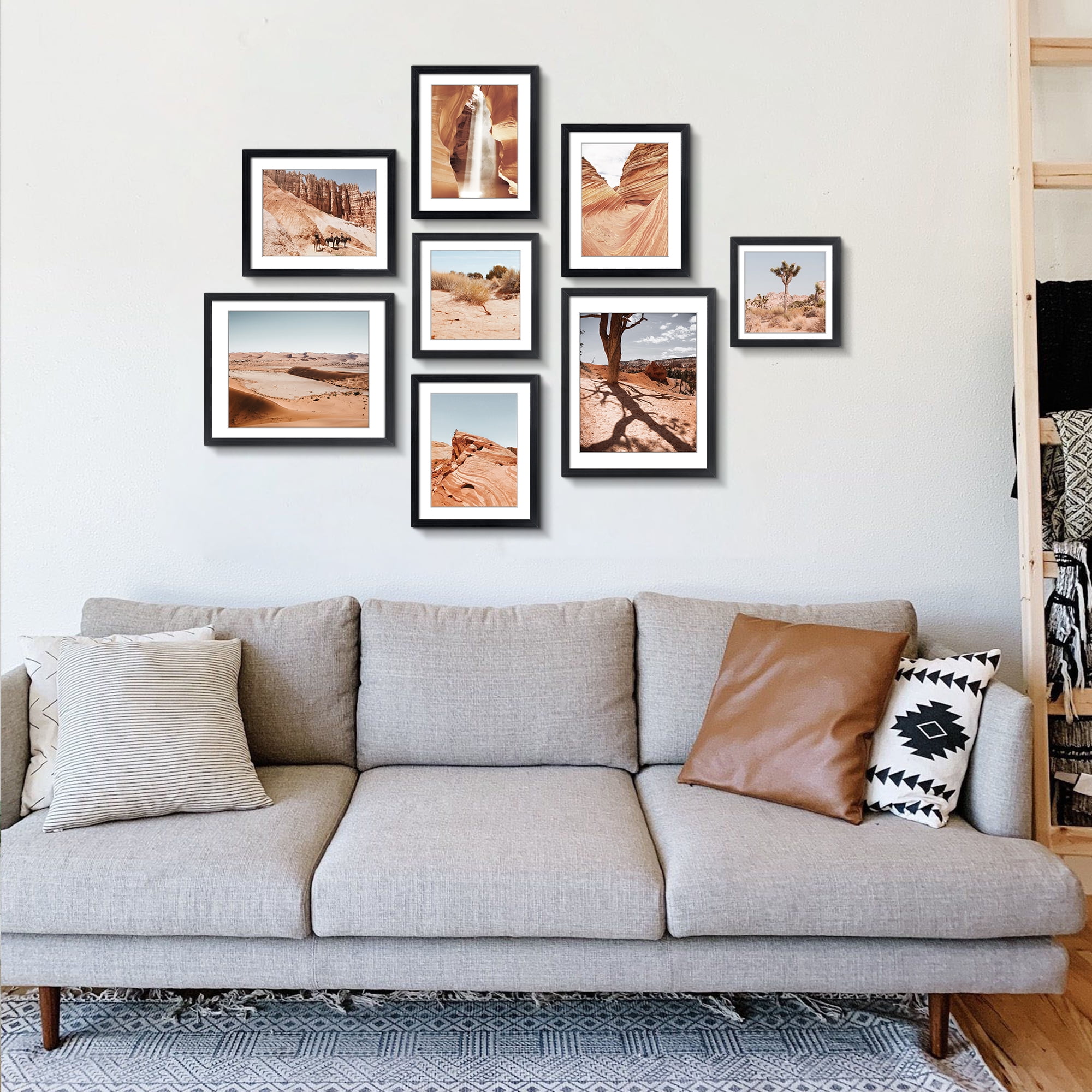 ArtbyHannah 8 Piece Black Gallery Wall Photo Frame Set, Modern