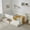 Beige + Boucle, variant on Twin Size Safe & Cozy Multi-Functional Bed with Guardrails and Storage, Bed with Safety Step Stool, Boucle Fabric,Orange