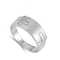 thumbnail image 4 of Brushed Cross Plain Ring .925 Sterling Silver Band Jewelry Female Male Unisex Size 6, 4 of 4