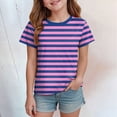 thumbnail image 2 of NIEWTR T-Shirts Classiques à Rayures à Manches Courtes pour Filles T-Shirts d'Été pour Enfants Col Ras du Cou Tendance T-Shirts pour Enfants 5-14 Ans (Violet Foncé, 2-3 Ans), 2 of 4
