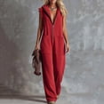 thumbnail image 6 of Guluxicc Womens One Piece Jumpsuit Sleeveless Hooded V-Neck Zipper Front Loose Fit Jumpsuit with Pockets, 6 of 6