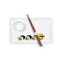 Gudetama Stoneware Sushi Set | Plate | Wasabi Dish | Chopsticks
