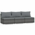 thumbnail image 2 of vidaXL 3-Seater Sofa with Cushions Grey Poly Rattan, 2 of 5