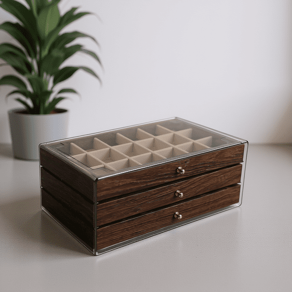 LITINKIMI Wood Jewelry Organizer Box with Vintage Style and Multiple Compartments for Elegant Storage