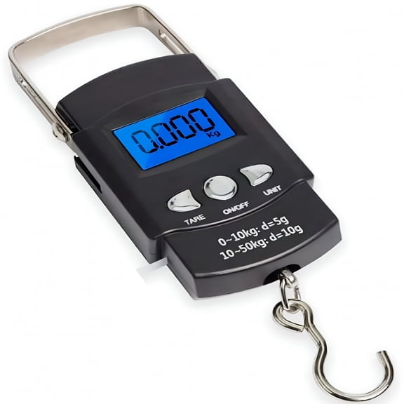 GJX Fishing Scale 110lb/50kg Backlit LCD Screen, Portable Electronic Balance Digital Fish Hook Hanging Scale with Measu Tape Ruler for Tackle Bag, Luggage, Baggage