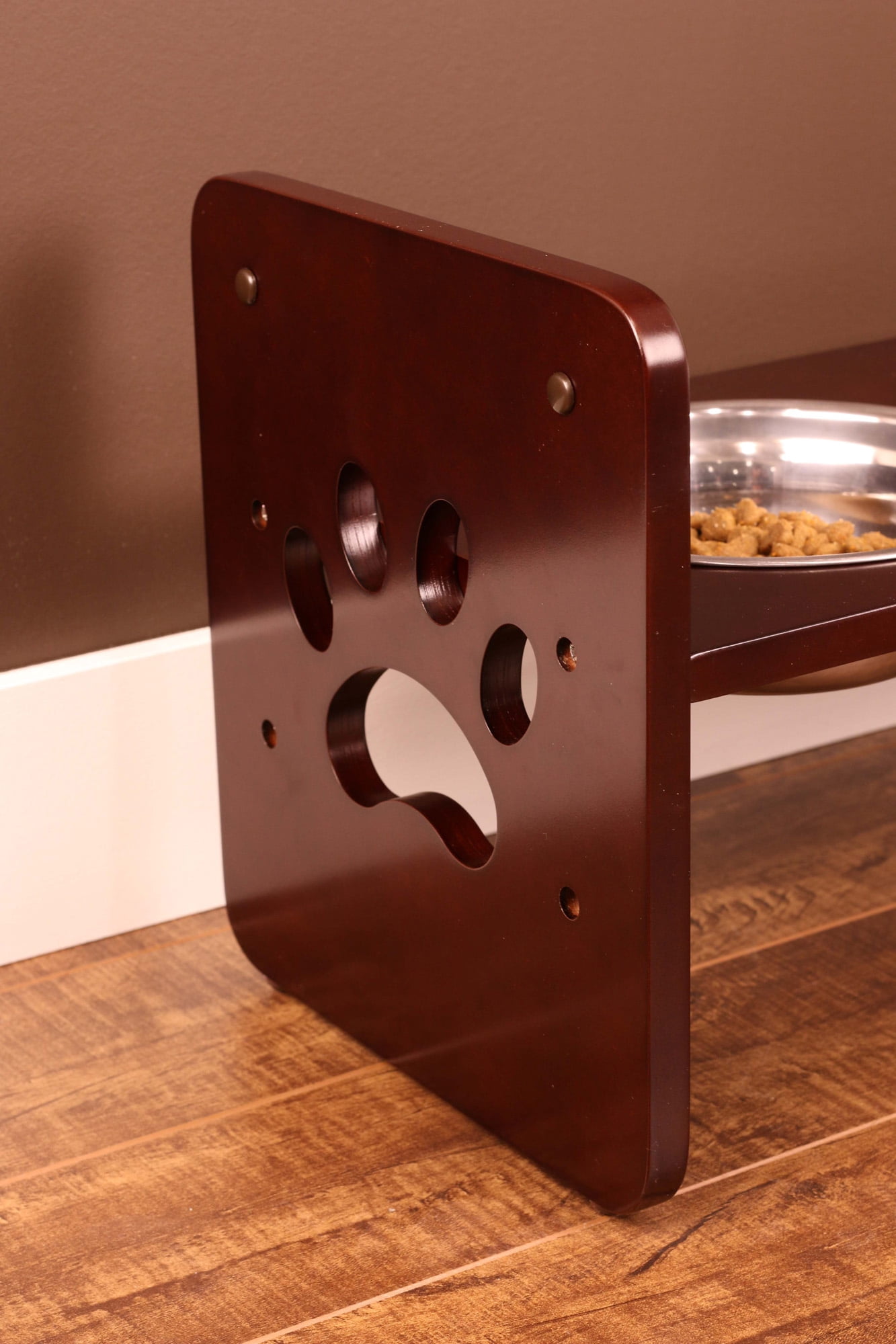 Contemporary Home Living 20" Brown Durable Adjustable Pet Feeder