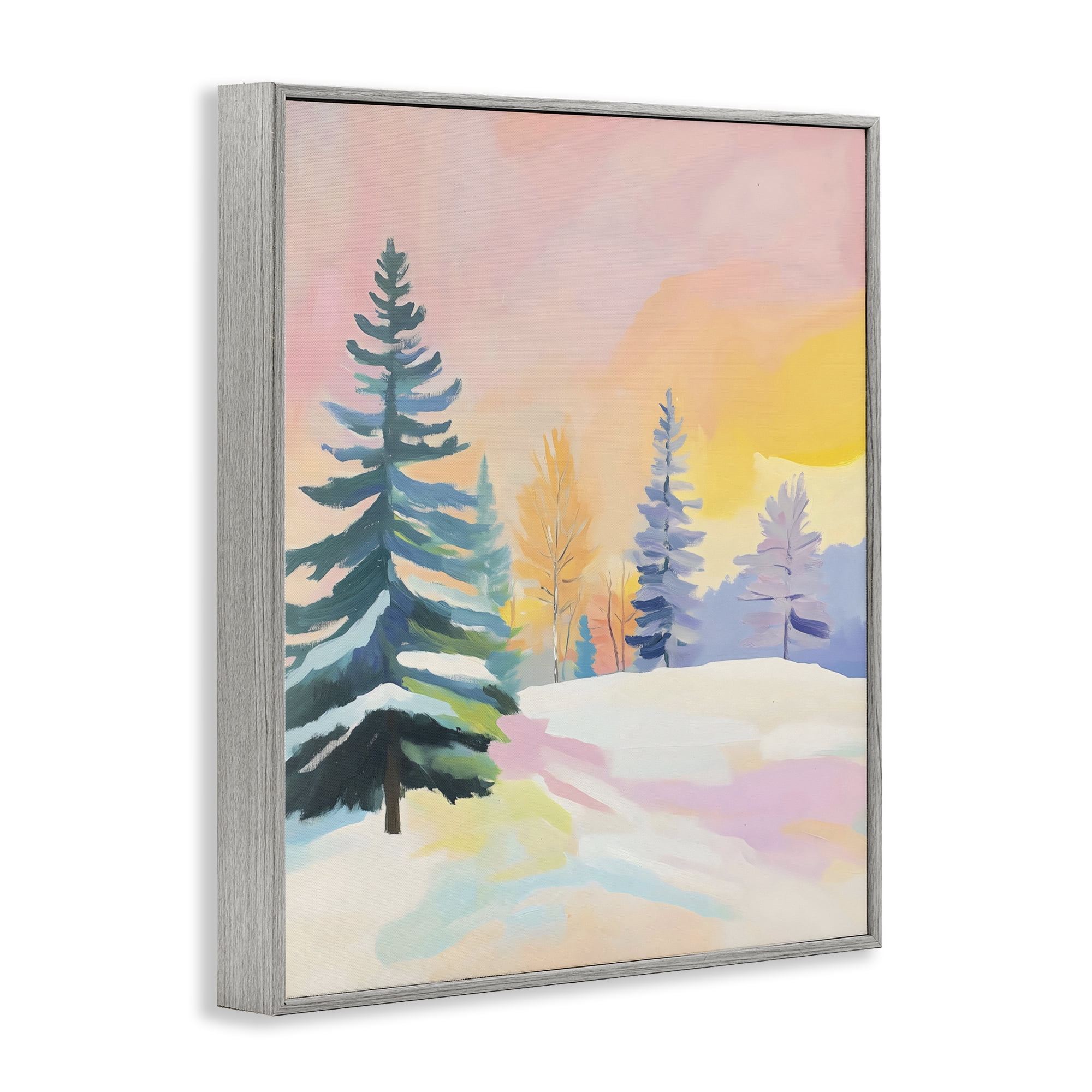 Stupell Industries Winter Forest Snowscape in Pastels Gray Framed Giclee Art, design by The Prints Vibe