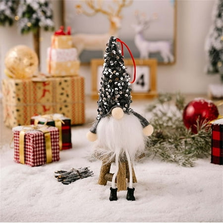 

Clearance Christmas Decorations New Christmas Decorations Christmas Lights Sequined Hat Rudolph Pendant Dwarf Faceless Doll Pendantns