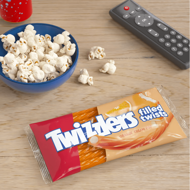 TWIZZLERS Filled Twists Orange Cream Pop Flavored Licorice Style