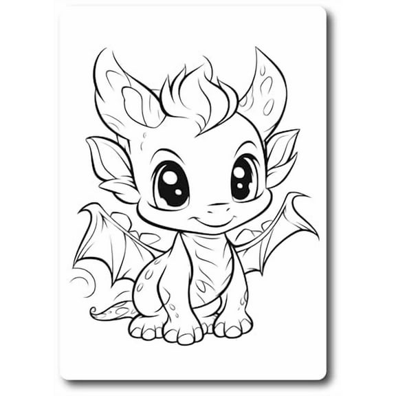 Magnet Me Up Color Your Own Cute Baby Dragon DIY Coloring Magnet Decal, 5x7 Inch, Creative Artistic Gift Idea, Refrigerator Decoration