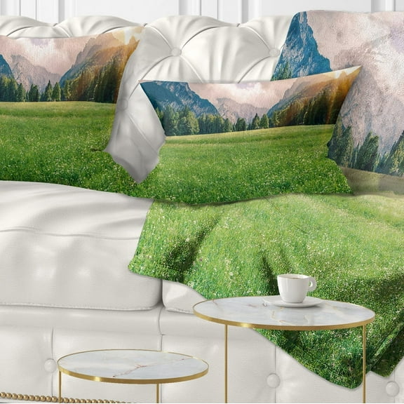 Designart Triglav Mountain Panorama - Landscape Photography Throw Pillow - 12x20