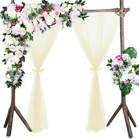 White Drapes Backdrop Curtain Home Decoration Polyester Fabric Wedding Chiffon White/Pink/Champagne Translucent Curtains One Panel