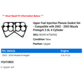 thumbnail image 2 of Upper Fuel Injection Plenum Gasket Set - Compatible with 2002 - 2003 Mazda Protege5 2.0L 4-Cylinder, 2 of 2