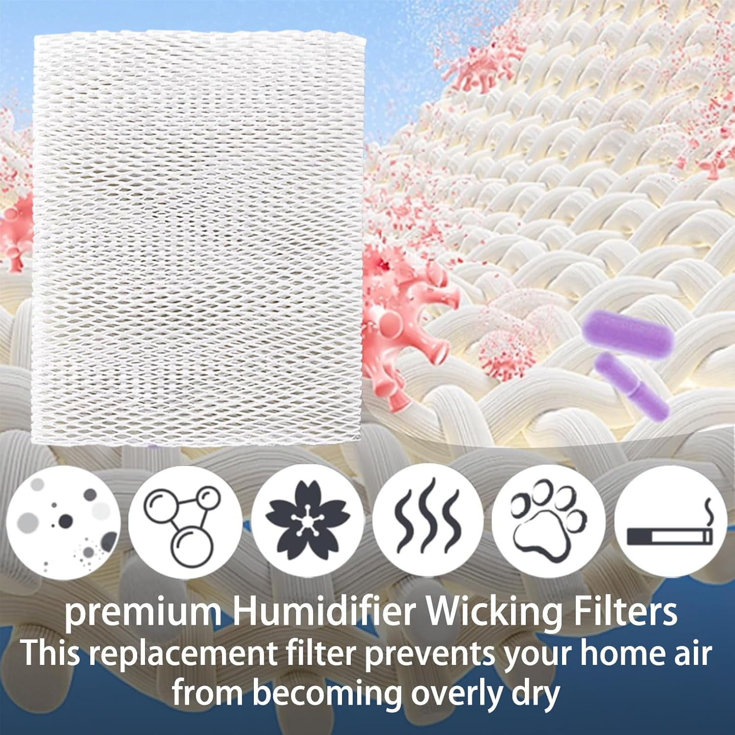 Replacement HC26P Humidifier Wick Filters Compatible with Honeywell HE260 HE265 HE360 HE365 HC26E1004 HC26E1002-U HC26A1008 Humidifiers 350 360 560 568 600 700 760 769, 2 Pack