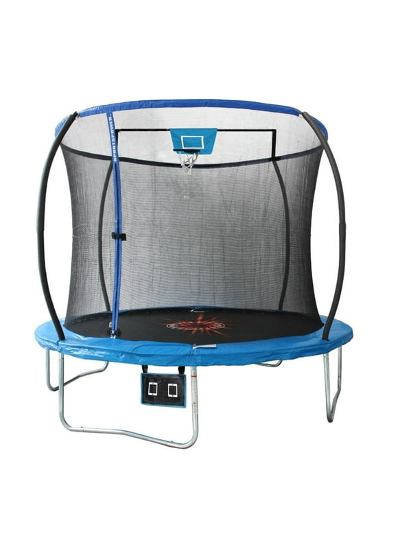 Bounce Pro 10ft Trampoline & Enclosure with Basketball & Flash Lite Zone & Phone Pouch