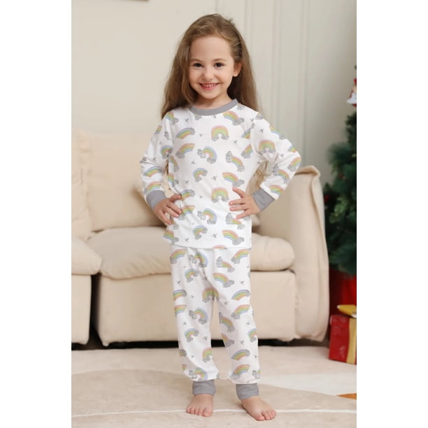 Conjunto de pijamas de algodón de manga larga para niños, Tops largos, pantalones, ropa de casa de dibujos animados, Navidad, Papá Noel, trajes de bebé para niños pequeños