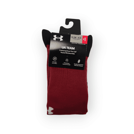 Under Armour UA Team Youth Size Over-The-Calf Socks Cardinal Size 13.5K-4.5