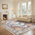 thumbnail image 4 of Ileading 9'x12' Boho Area Rug for Living Room, Non Slip Machine Washable Rugs Vintage Floor Carpet for Bedroom Dinning Room Kitchen, Red, 4 of 14