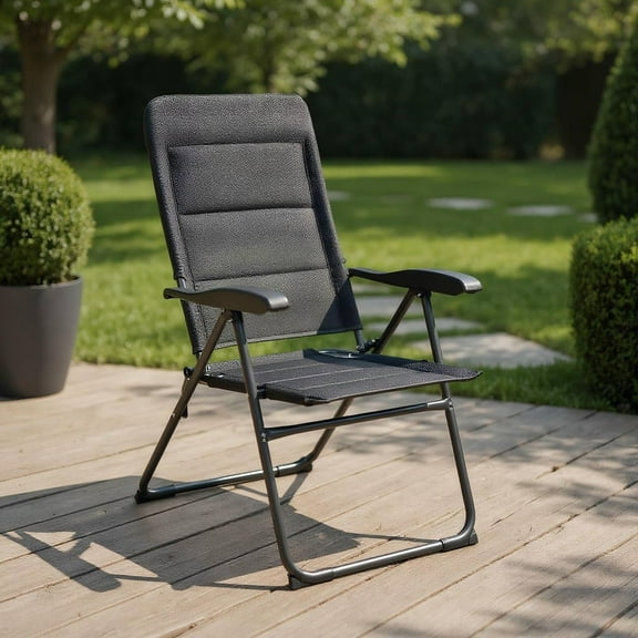 Resenkos Set of 4 Patio Folding Chairs with Adjustable Backrest-Black, Outdoor Dining Chair for Outside Patio, All Weather, Porch, Garden, Poolside