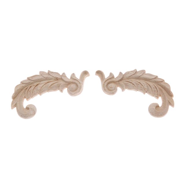 Apliques de madera tallada Onlays de madera, 1 par de calcomanías decorativas sin pintar para muebles, decoración de marco para puerta, pared, gabinete, aparador, chimenea, techo, cama, proyecto de br