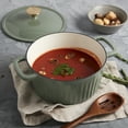 thumbnail image 2 of Smith & Clark 3-Quart Enameled Cast Iron Dutch Oven Fluted Round Pot with Lid, Sage, 2 of 10