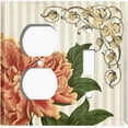thumbnail image 4 of Metal Light Switch Plate Outlet Cover Orange Flower Beige Stripe Damask FLW063, 4 of 13