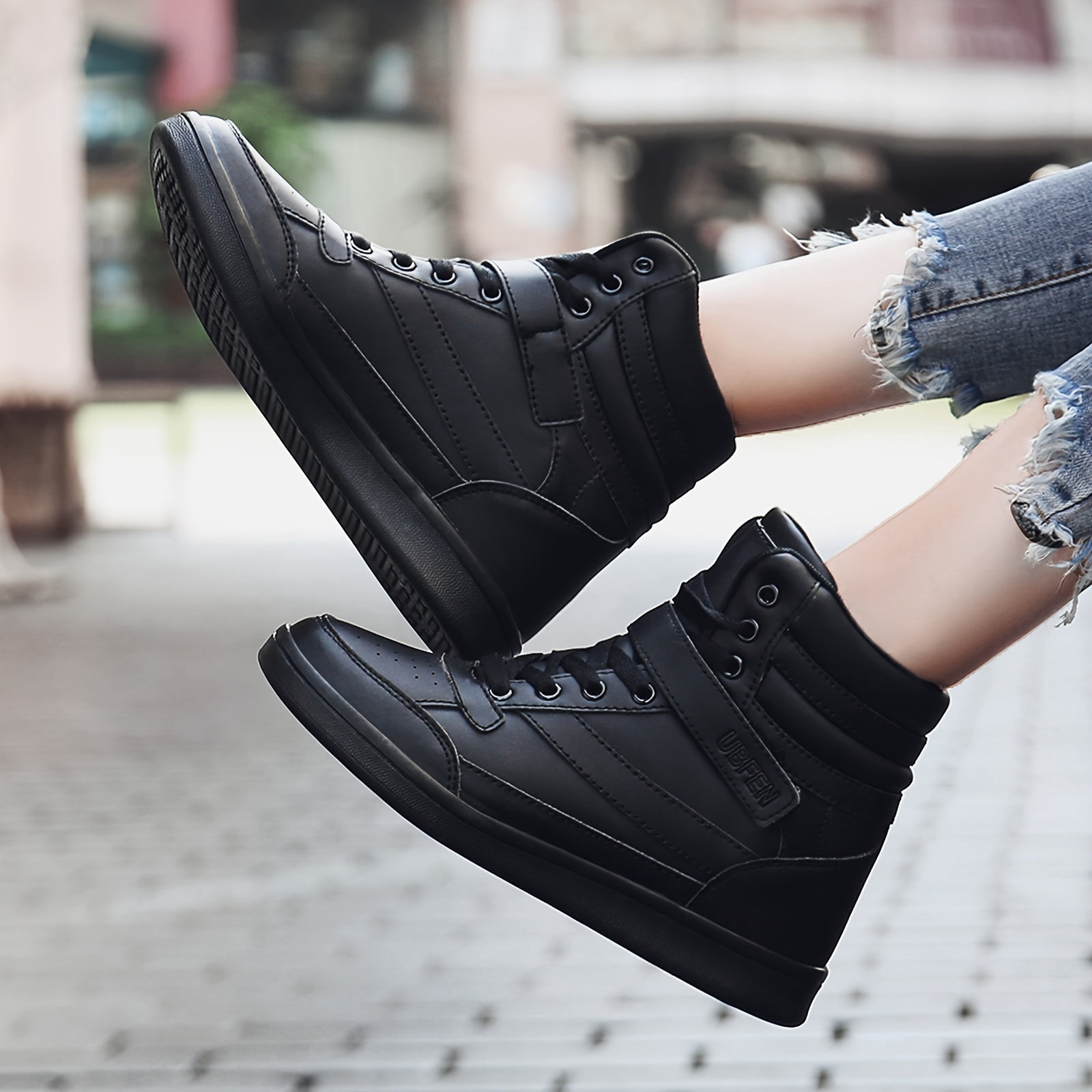 black high top tennis shoes